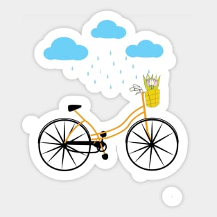 Cycling In Rain, Bicycle Sticker